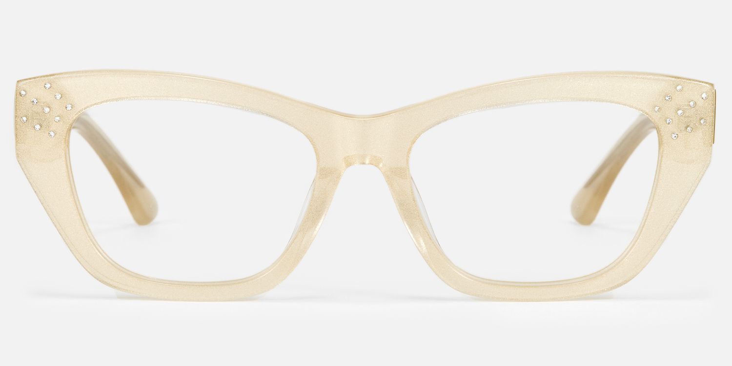 Starlina - Rectangle Champagne Eyeglasses | Vooglam Angle View