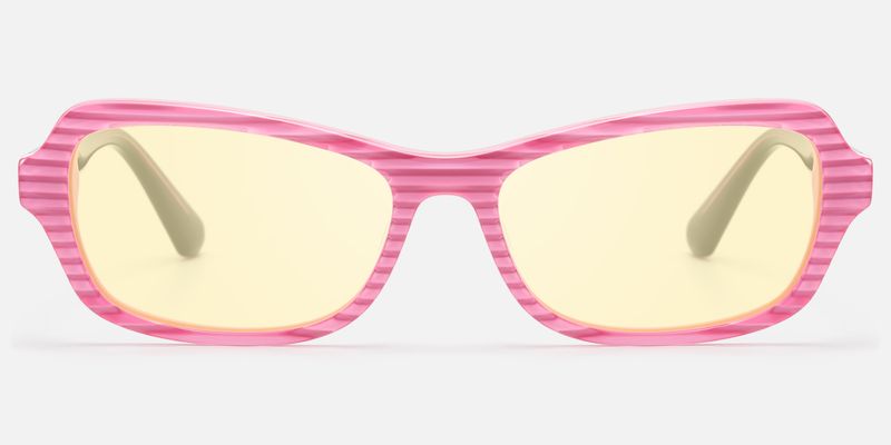 Pop - Pink Striped Light Yellow Lens Shades by Vooglam