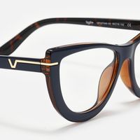 Rhea - Dark Blue Frame Glasses Tortoise Details | Vooglam Design Details