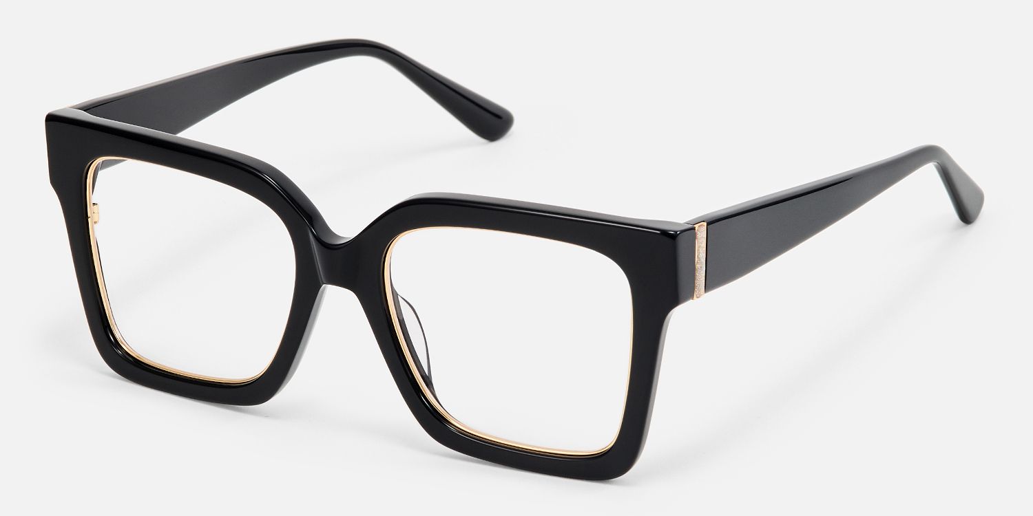 Ibrahim - Square Black Eyeglasses | Vooglam Front View