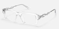 Vorpal - Clear Thorn Rectangle Silver Glasses | Vooglam Front View