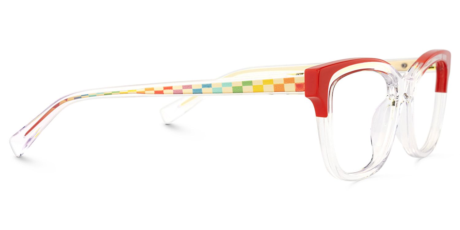 Welty - Rectangle Red Eyeglasses | Vooglam 4