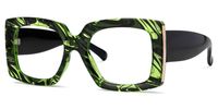 Borislav - Rectangle Green/Pattern Eyeglasses | Vooglam Front View