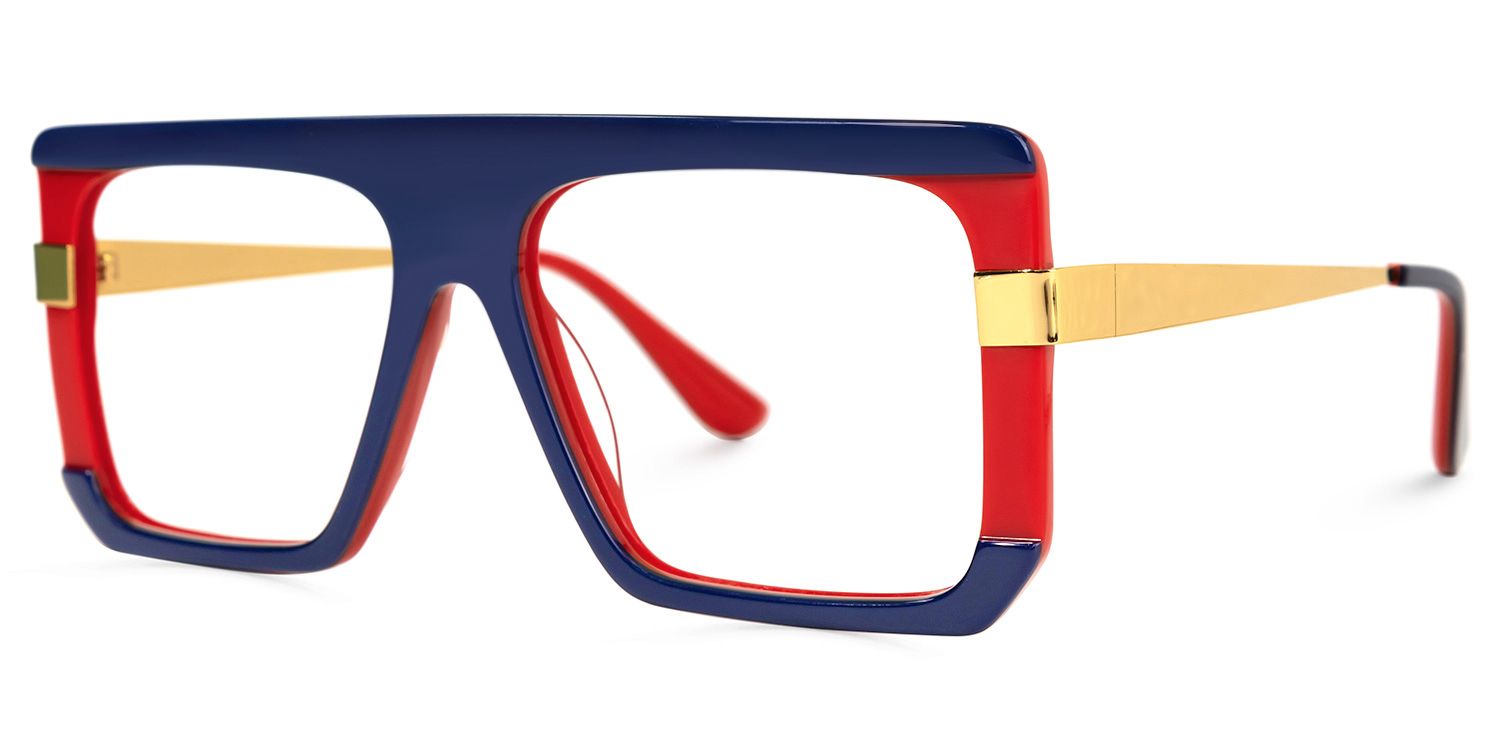 Damiano - Aviator Blue/Red Two-tone Eyeglasses | Vooglam Front View