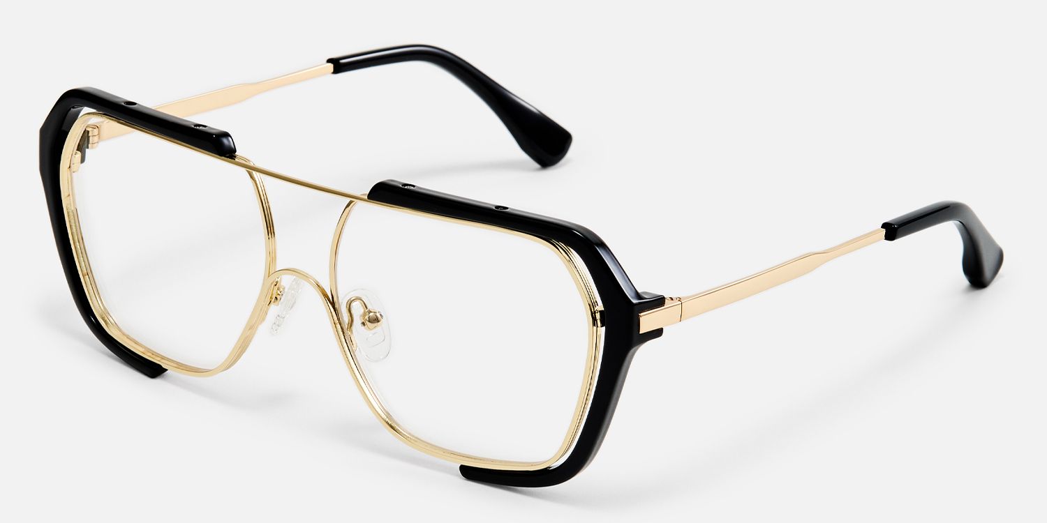 Porsha - Aviator Black Eyeglasses | Vooglam Front View