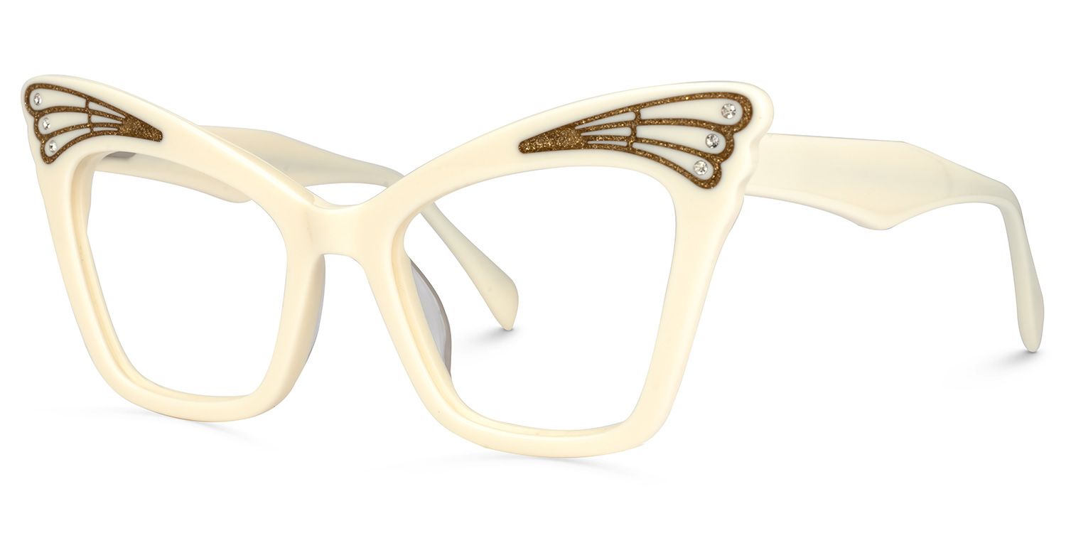 Kalinda - Cat Eye White Eyeglasses | Vooglam Front View