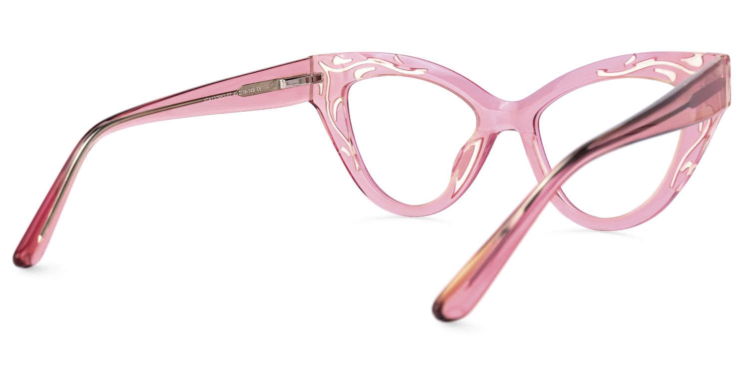 Ivey - Cat Eye Pink Eyeglasses | Vooglam Side View