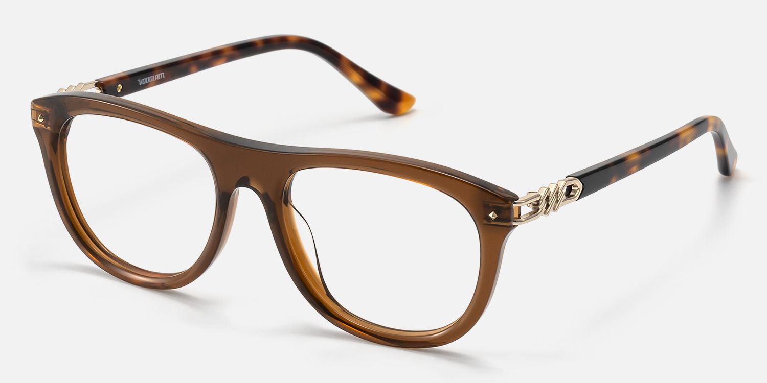 O'Keeffe - Designer Aviator Brown Eyeglasses | Vooglam Front View