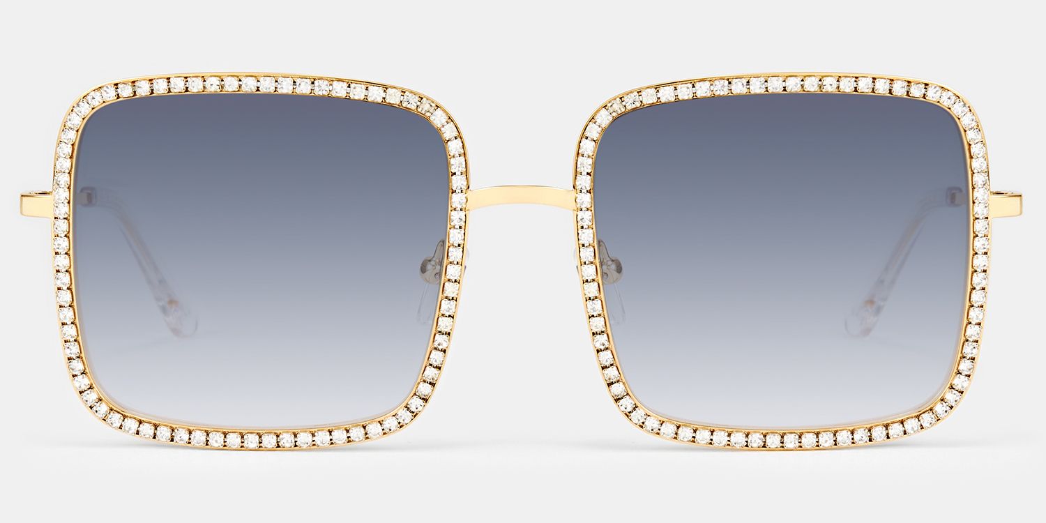 Kafele - Square Gold Sunglasses | Vooglam Angle View