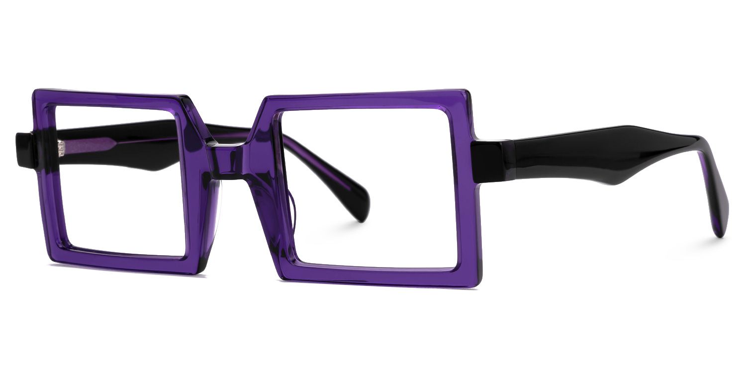 Fawzia - Rectangle Purple Eyeglasses | Vooglam Front View