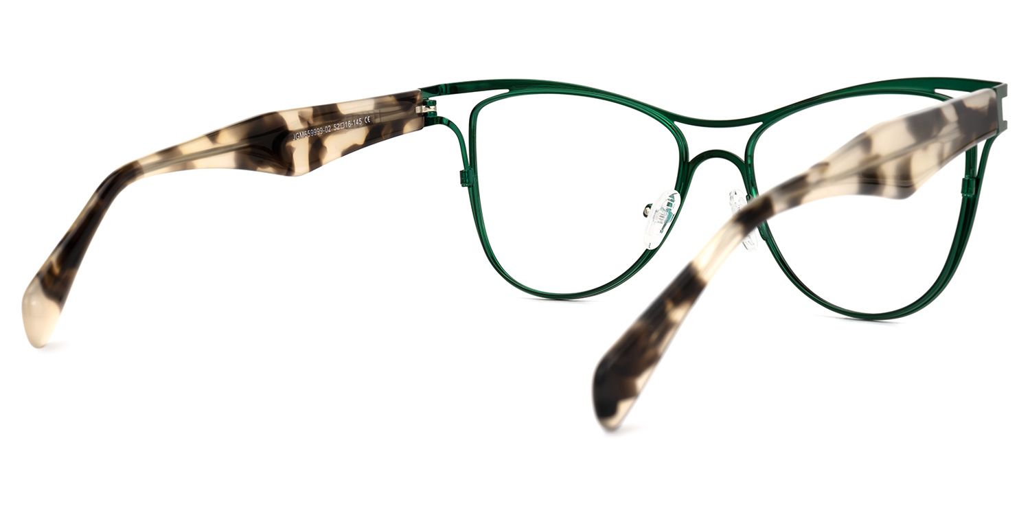 Aella - Aviator Green Eyeglasses | Vooglam Side View