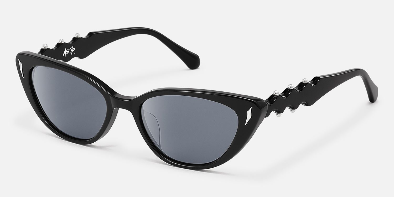 As If - Cat Eye Black Sunglasses | Vooglam Front View
