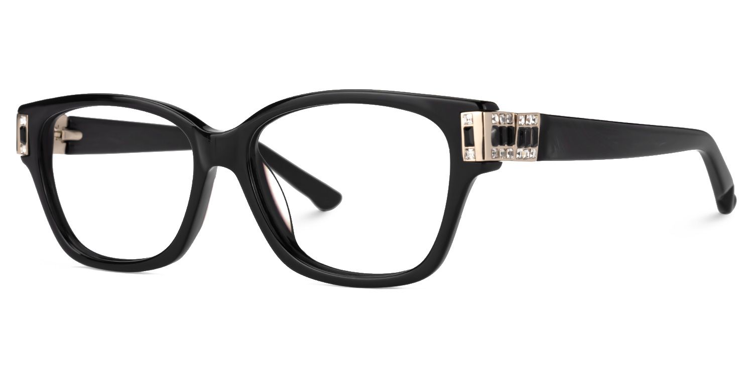 Elyse - Rectangle Black Eyeglasses | Vooglam Front View