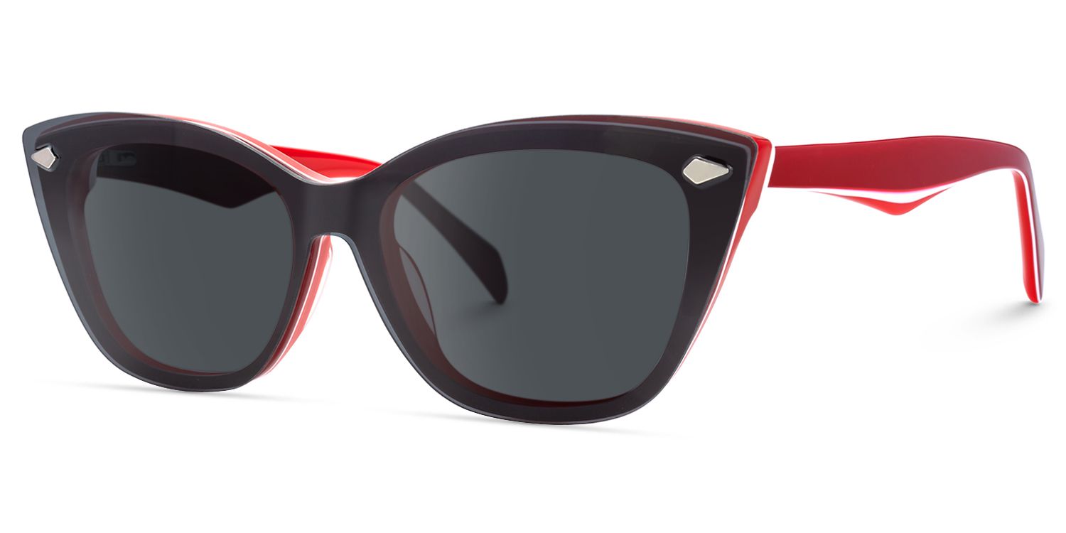 Fineen - Cat Eye Red Sunglasses | Vooglam Side View