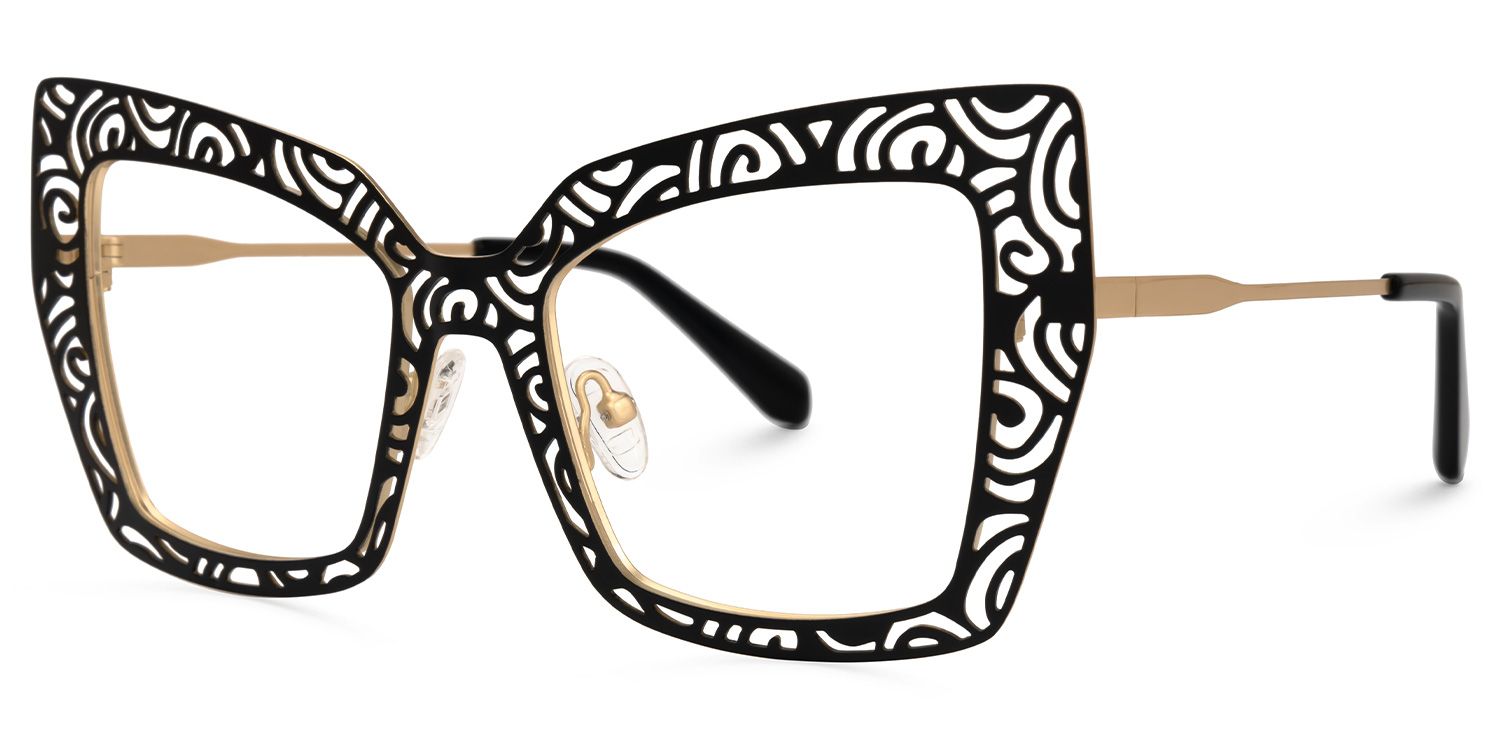 Darielle - Square Black Eyeglasses | Vooglam Front View