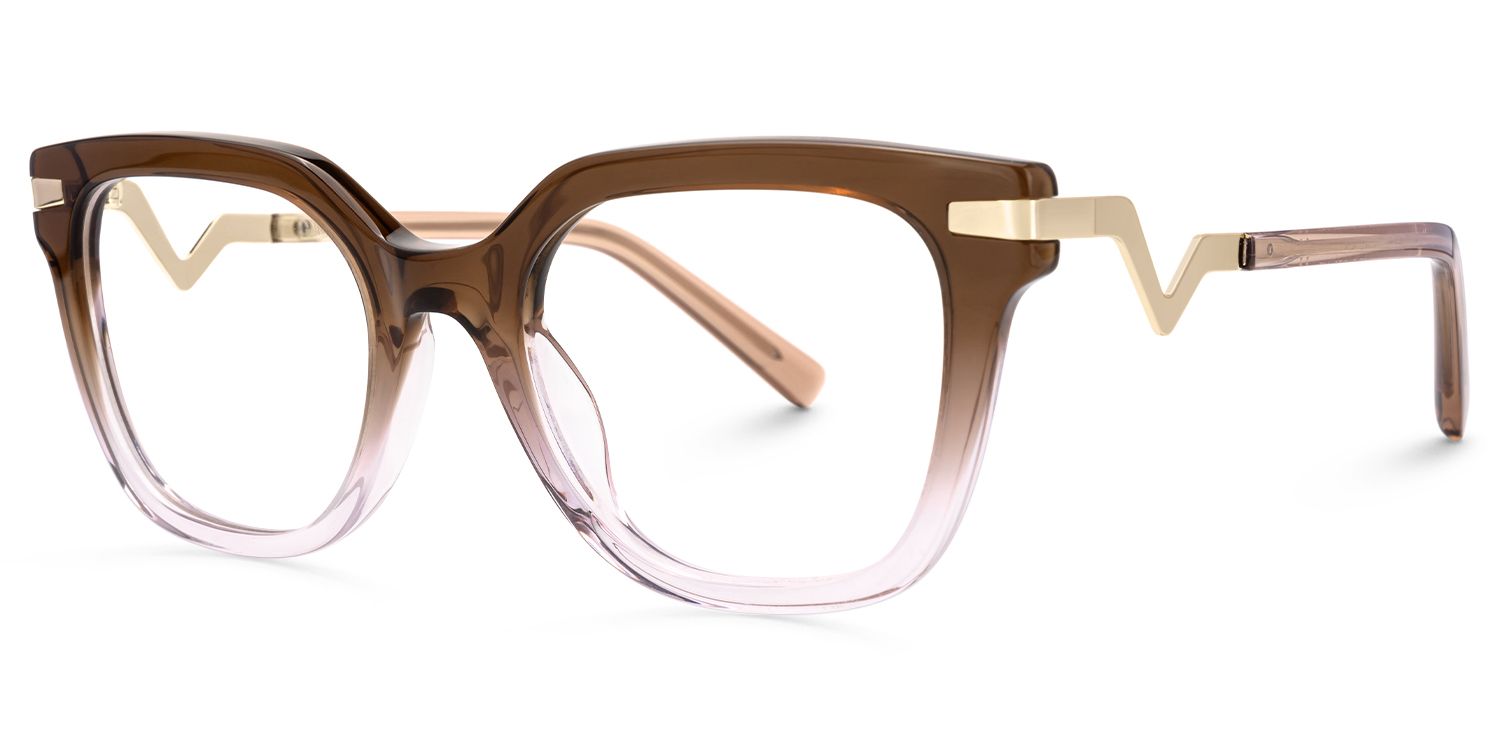 Natala - Rectangle Brown Eyeglasses | Vooglam Front View