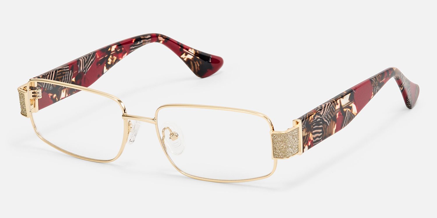 Alexandra - Rectangle Floral Eyeglasses | Vooglam Front View