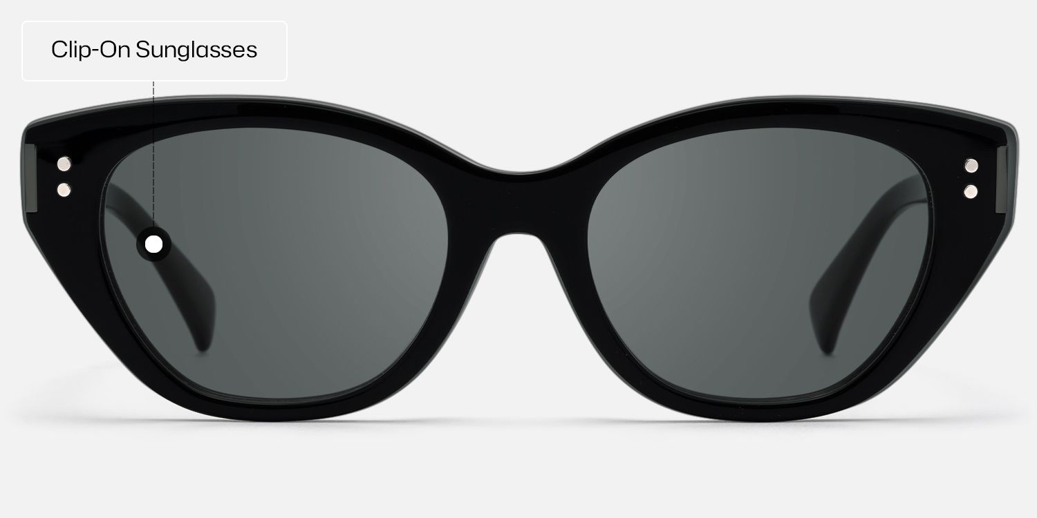 Cicely - Black Cateye Magnetic Clip on Sunglasses | Vooglam Side View