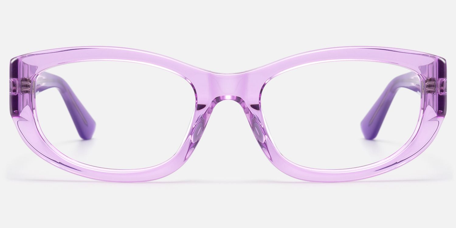 Bubble - Clear Lavender Oval Rectangle Glasses by Vooglam - Angle View
