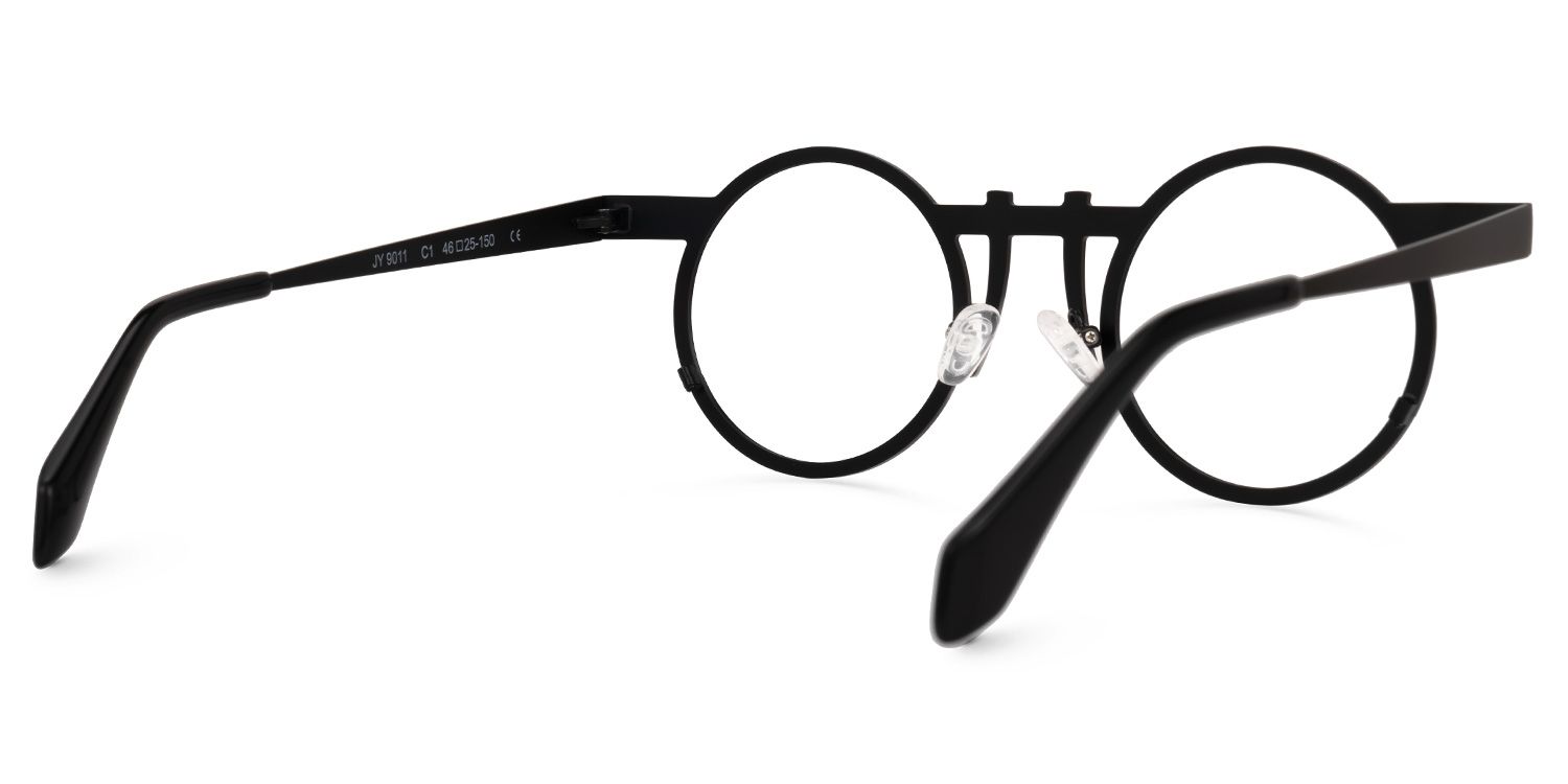 Adkins - Round Black Eyeglasses | Vooglam Side View