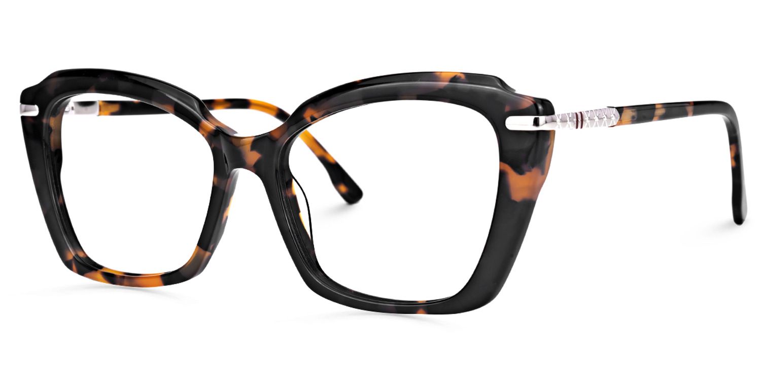 Elspeth - Cat Eye Tortoise Eyeglasses | Vooglam Front View