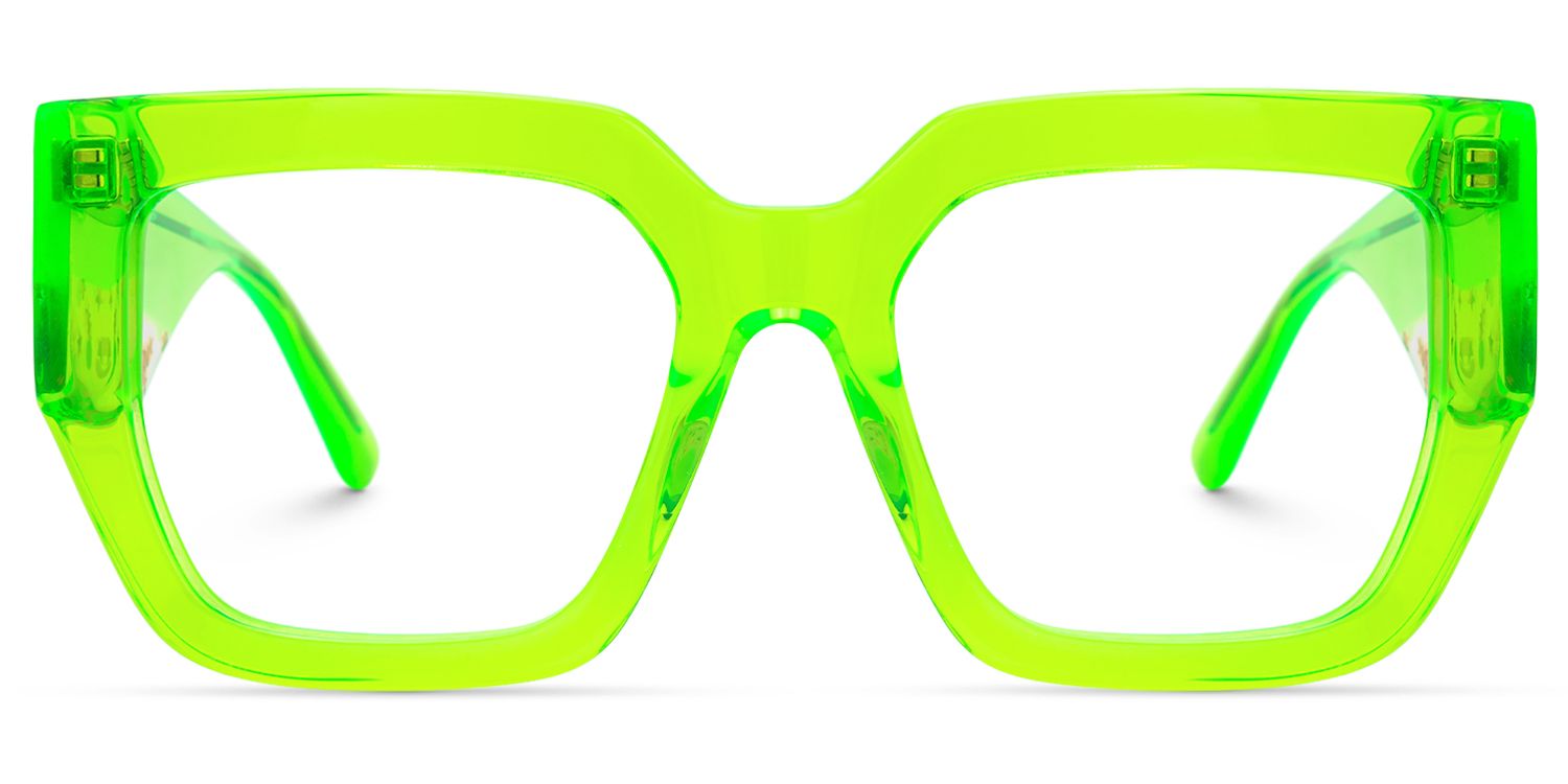 Nina - Square Green Eyeglasses | Vooglam Angle View