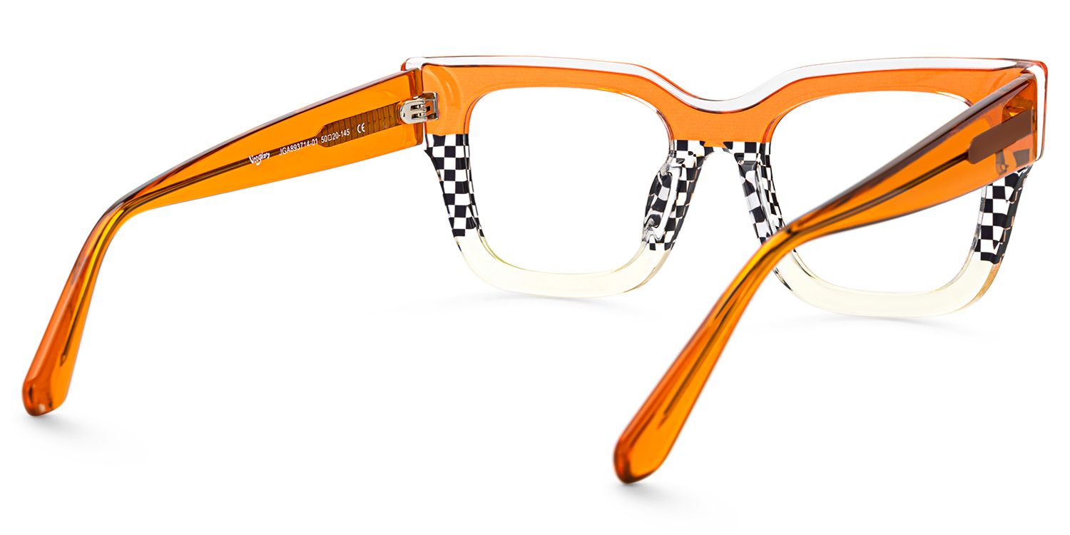 Lalasa - Vibrant Orange Glasses Checkered Design | Vooglam Side View