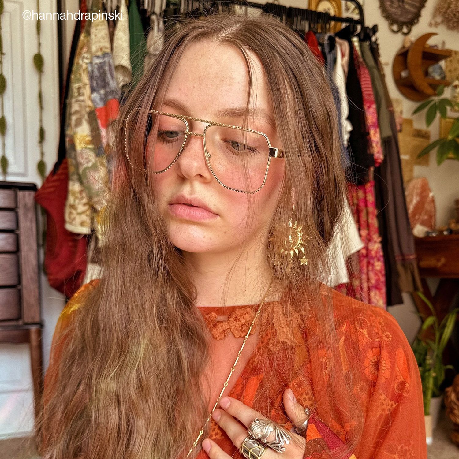 Fidelina - Aviator Gold Eyeglasses | Vooglam