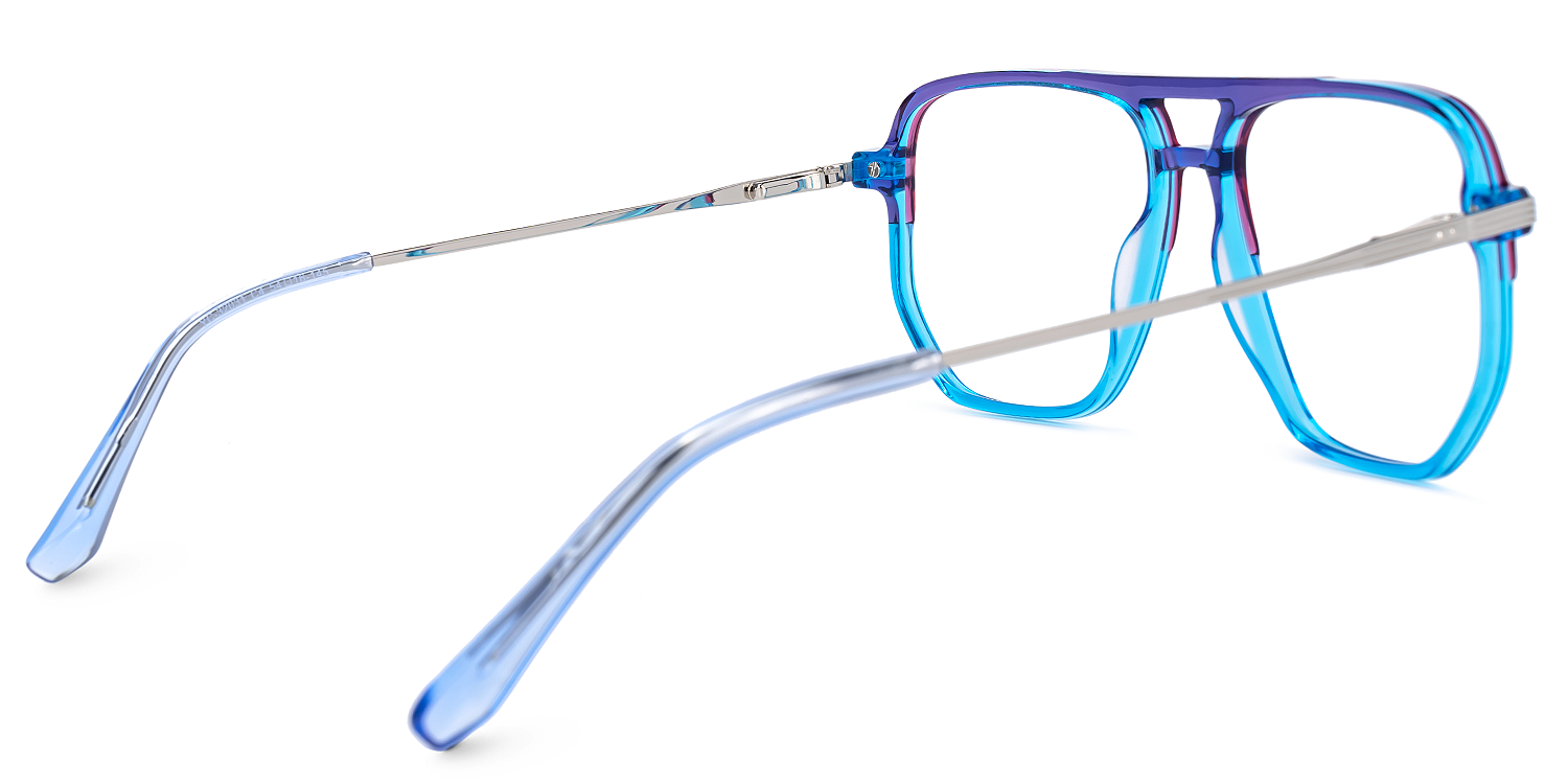 Elyes - Aviator Blue Eyeglasses by Vooglam - Side View