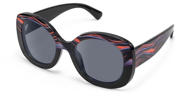Athina - Round Black Sunglasses