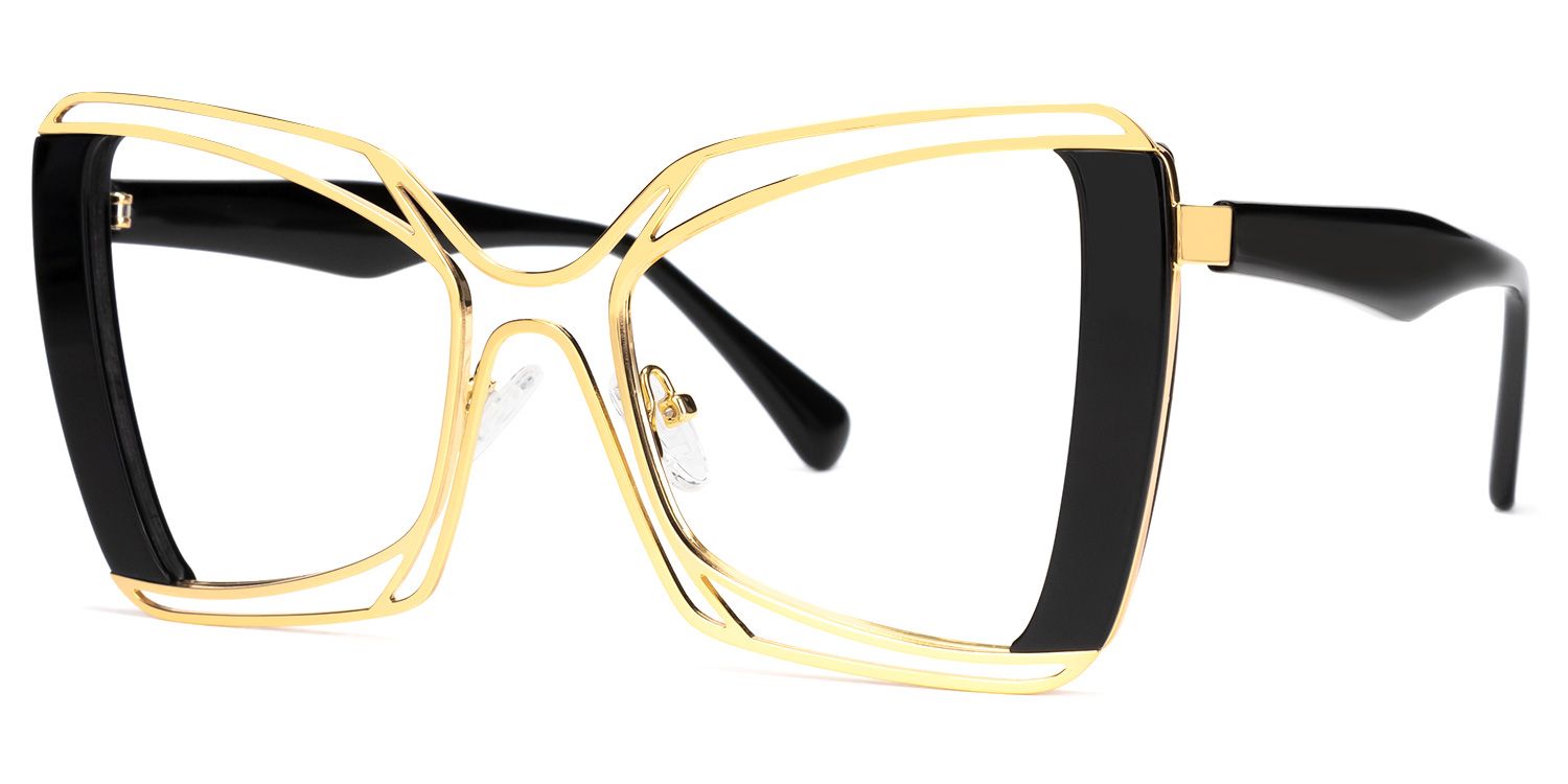 Russell - Square Black Eyeglasses | Vooglam Front View