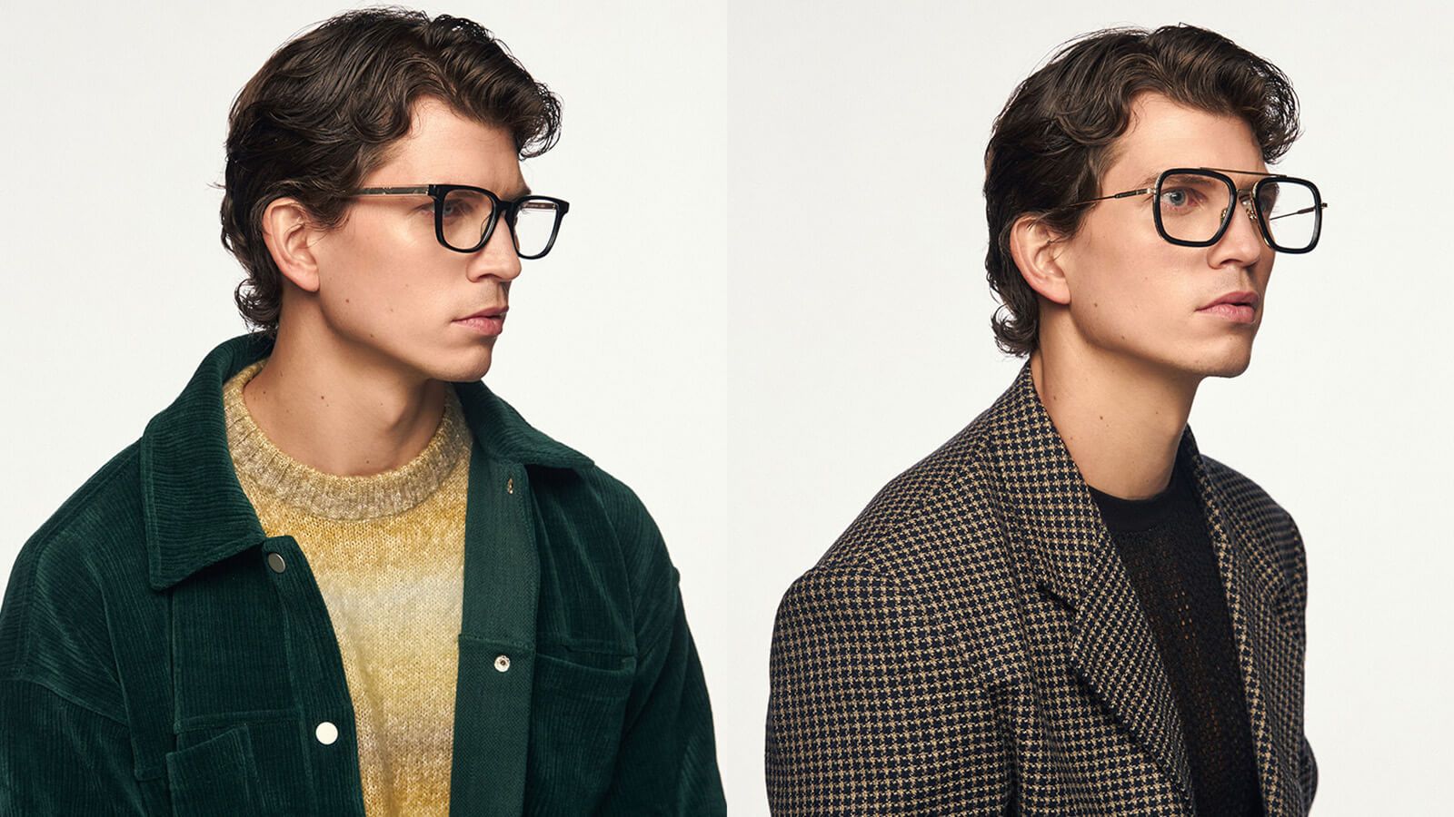 A side-by-side visual guide showing the incorrect regular frame resting on the cheeks versus the correct low bridge fit glasses sitting properly on an Asian male model.