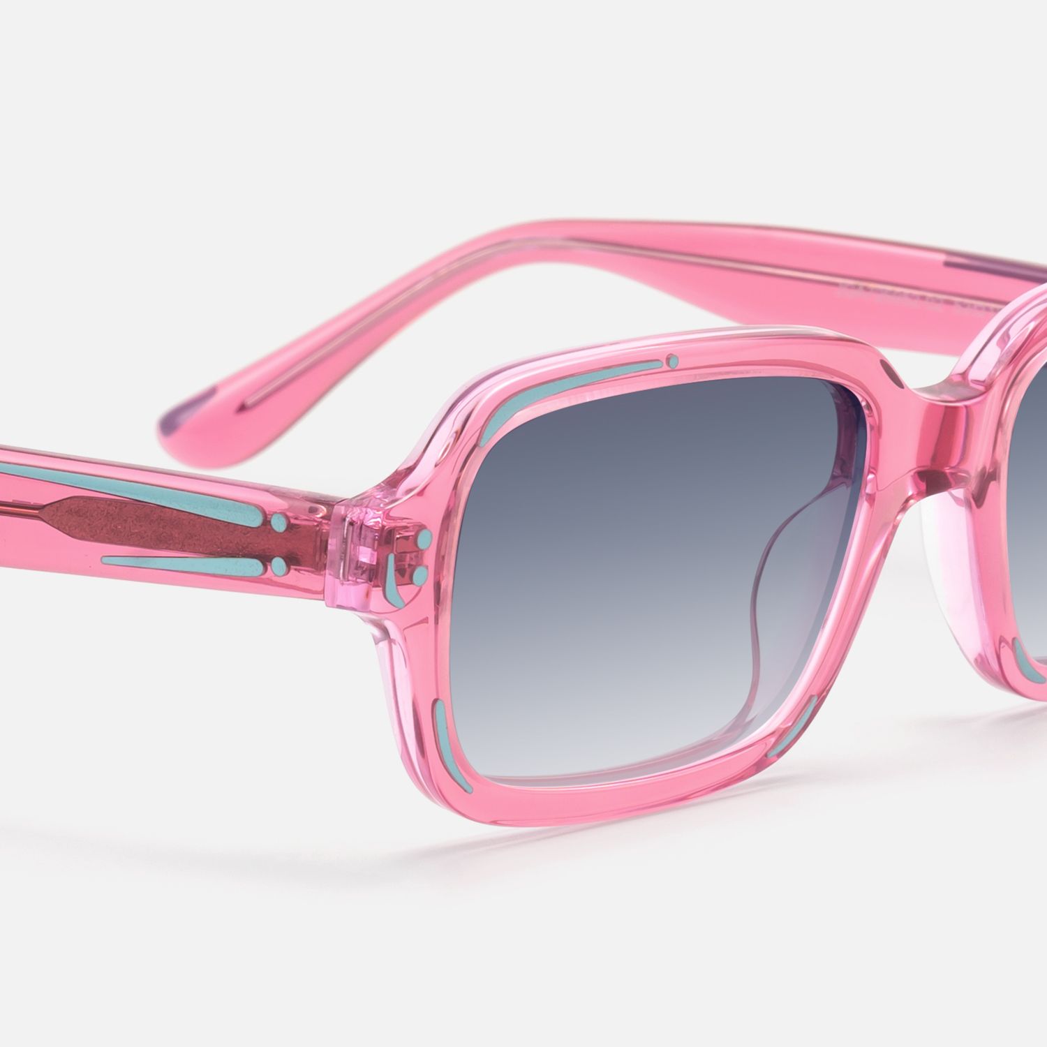 Pixel - Pink Comic Gray Tinted Rectangle Shades by Vooglam - Design Details