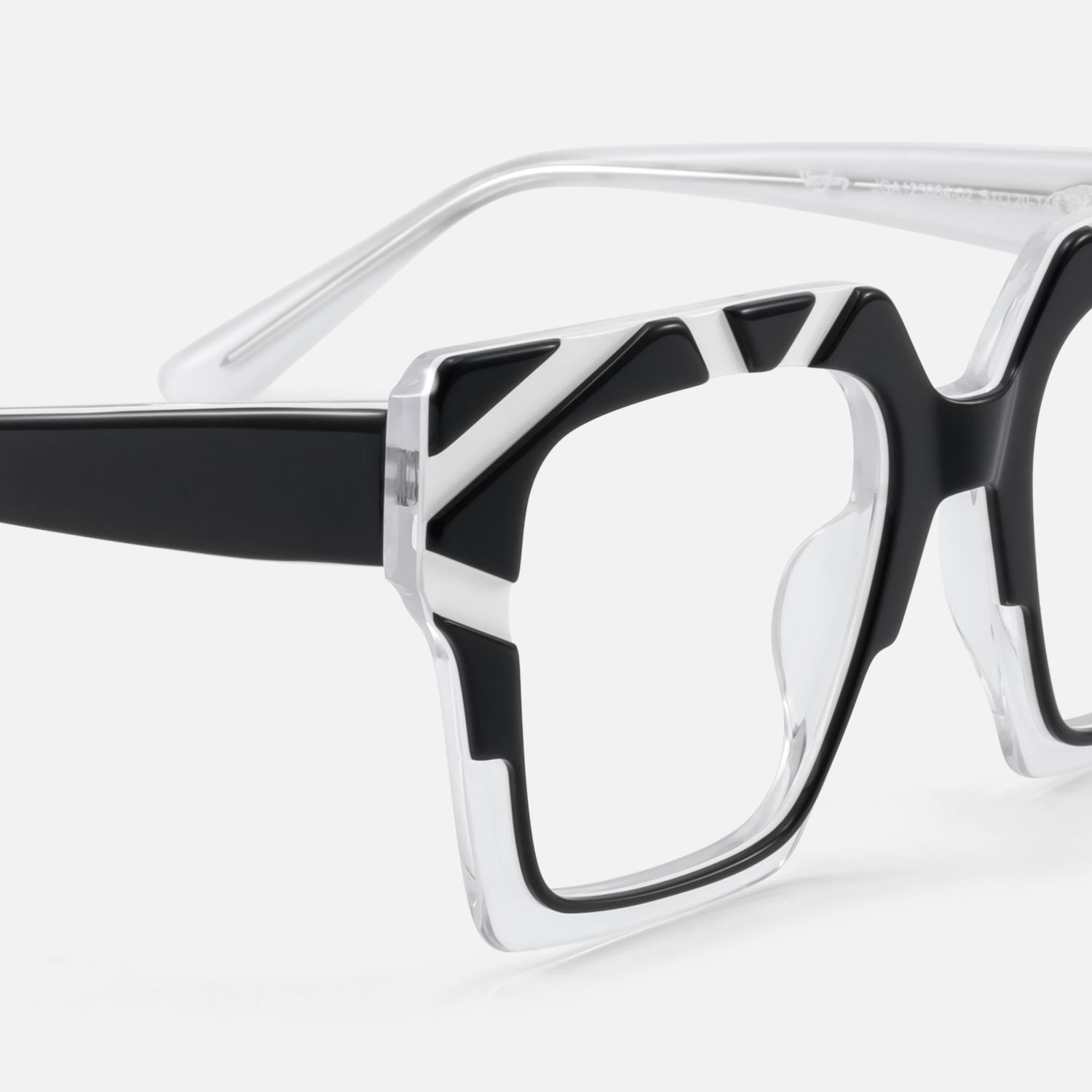 Darius - Square Black/White Eyeglasses | Vooglam Design Details