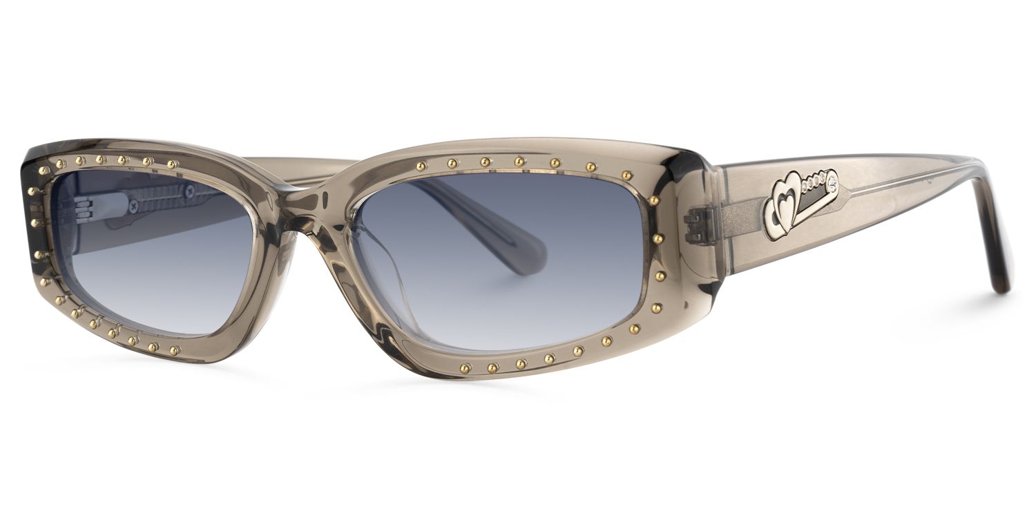 Quentin - Rectangle Grey Sunglasses | Vooglam Front View