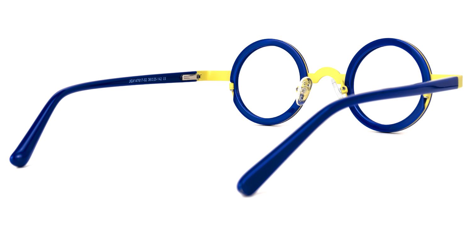 Dervla - Round Blue Eyeglasses by Vooglam - Side View