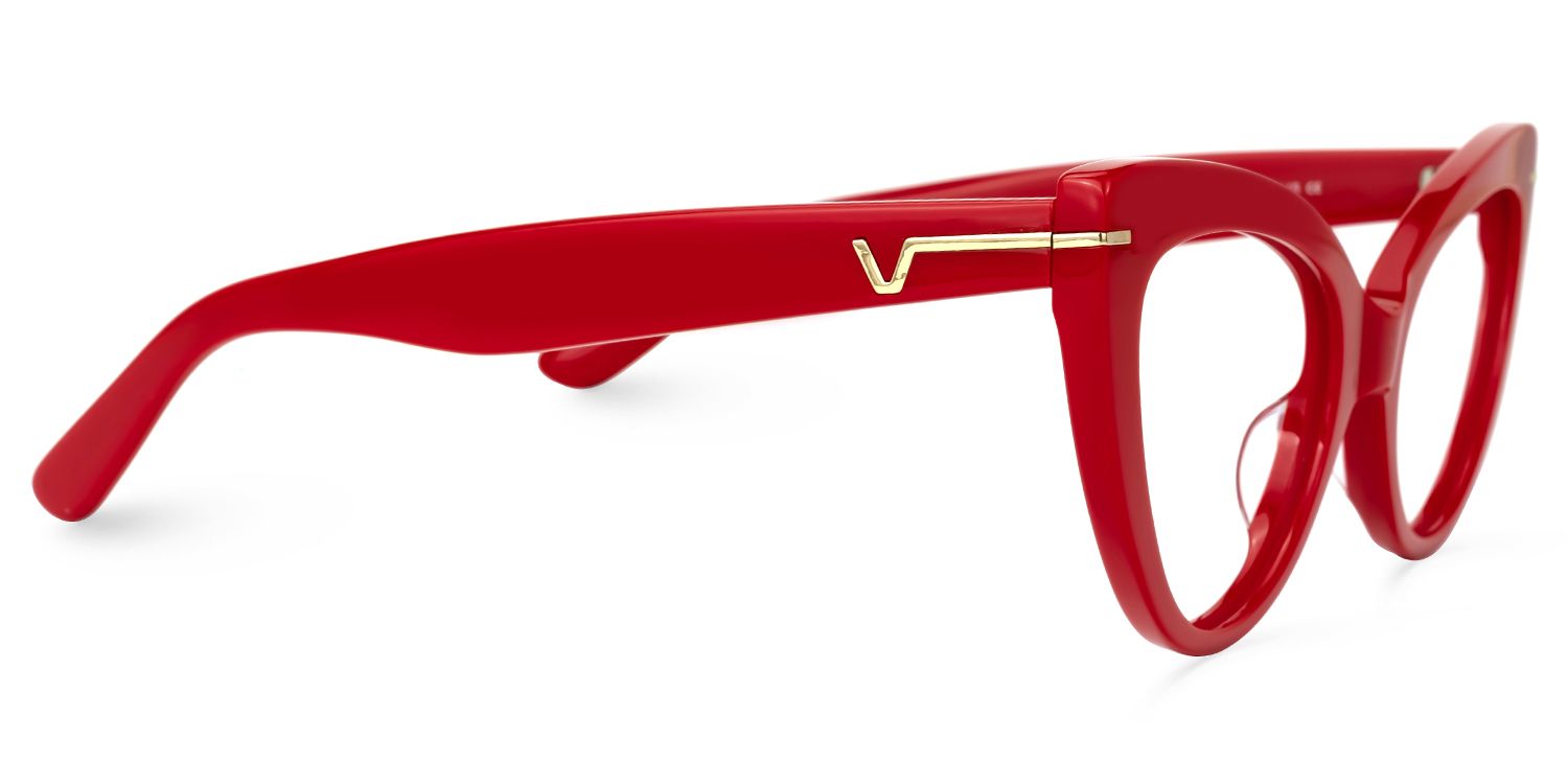 Veromca - Cat Eye Red Eyeglasses by Vooglam - Product View 4