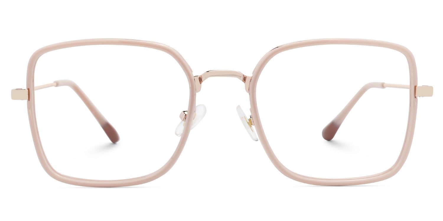 Faber - Square Champagne Eyeglasses by Vooglam - Angle View