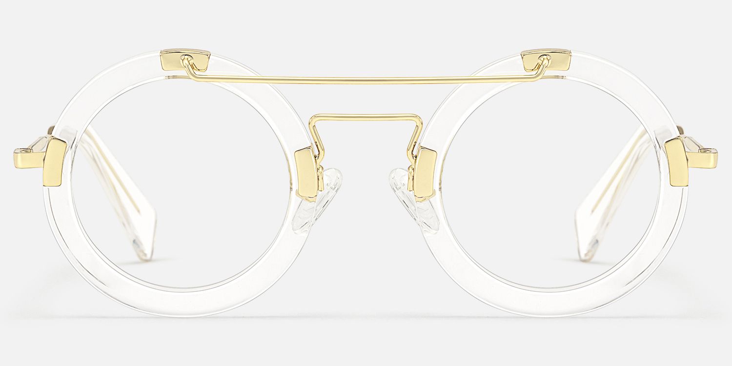 Perkins - Clear Round Retro Aviator Frame Glasses product detail 2