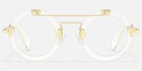 Perkins - Clear Round Retro Aviator Frame Glasses | Vooglam Angle View