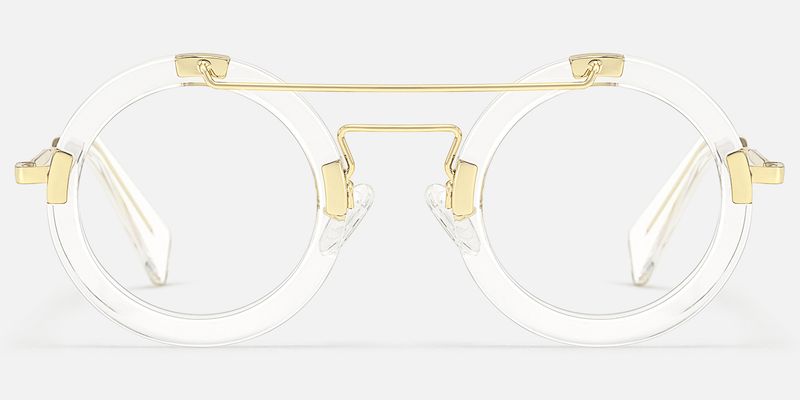 Perkins - Clear Round Retro Aviator Frame Glasses