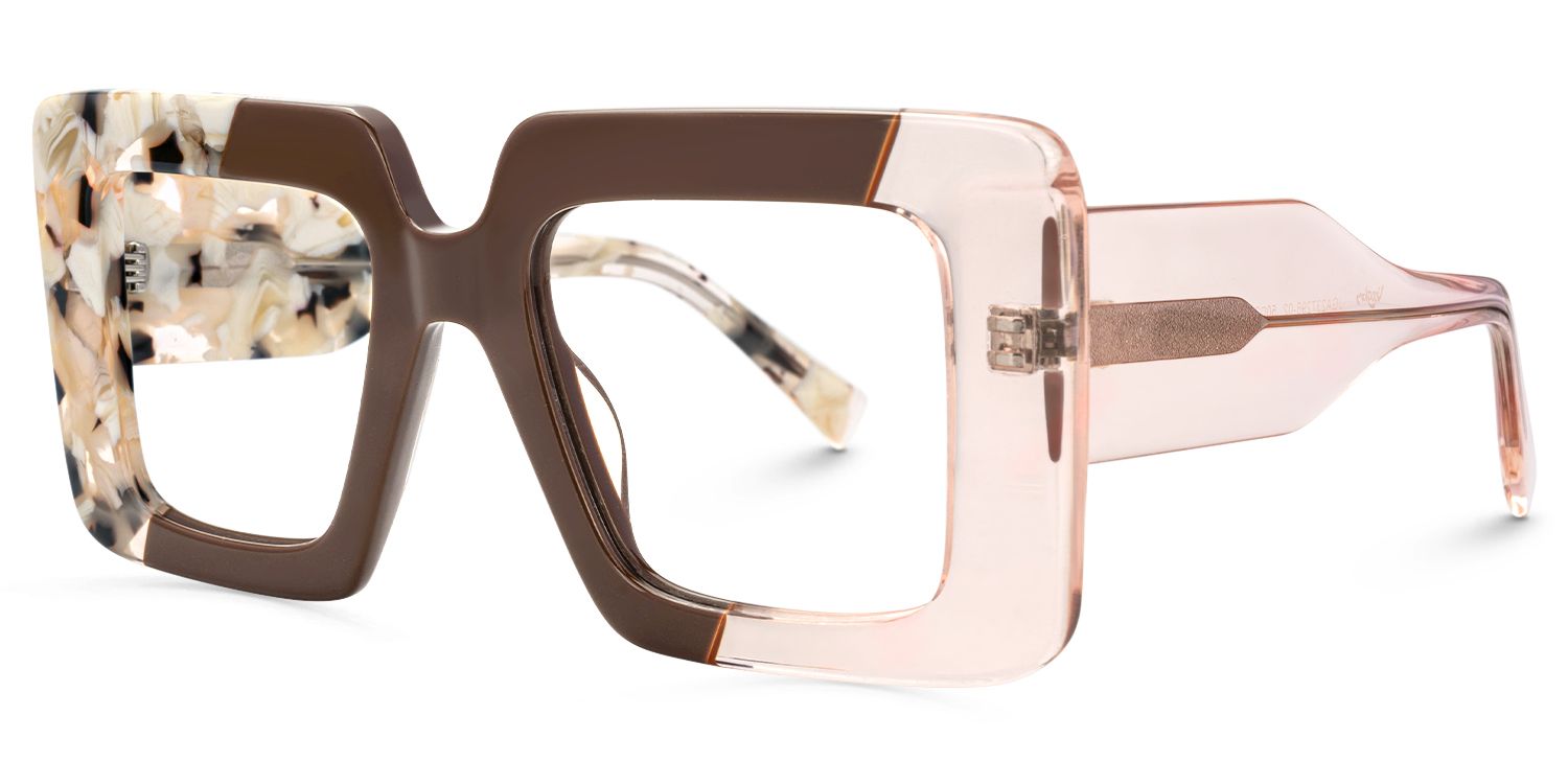 Valora - Square Brown Eyeglasses | Vooglam Front View