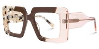 Valora - Square Brown Eyeglasses | Vooglam Front View