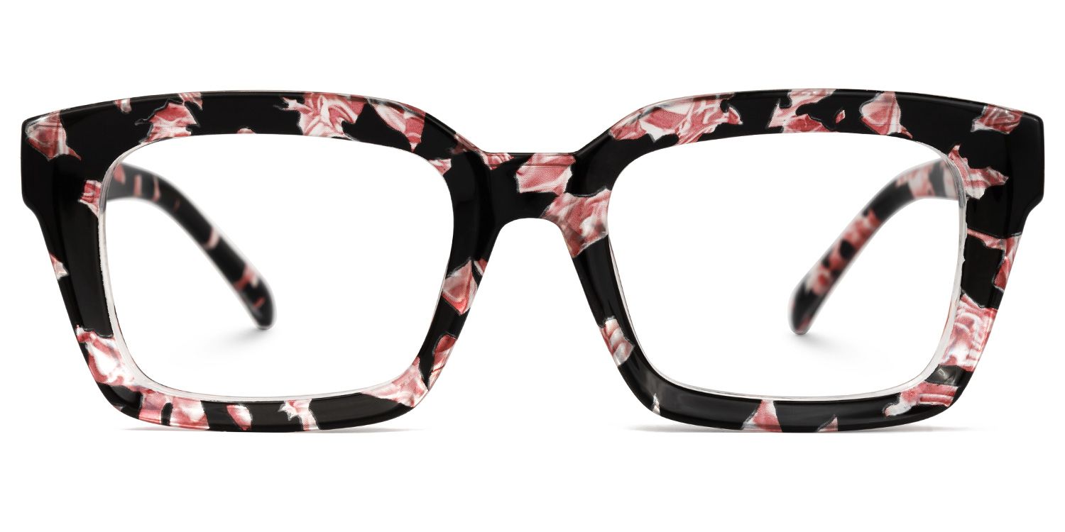 Issay - Rectangle Pink/Floral Eyeglasses | Vooglam Angle View