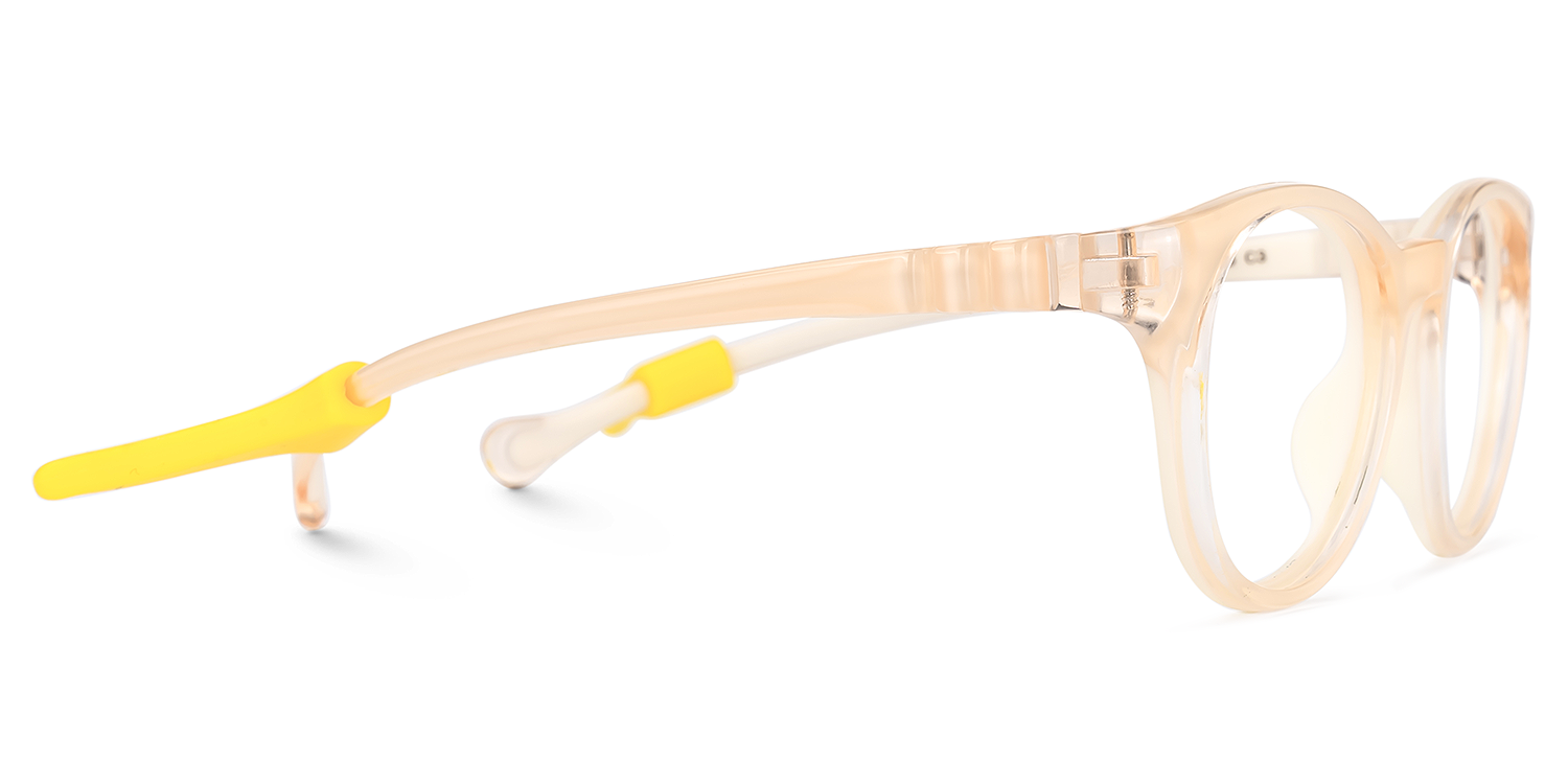 Eljah - Round Yellow Kids Eyeglasses by Vooglam - Product View 4