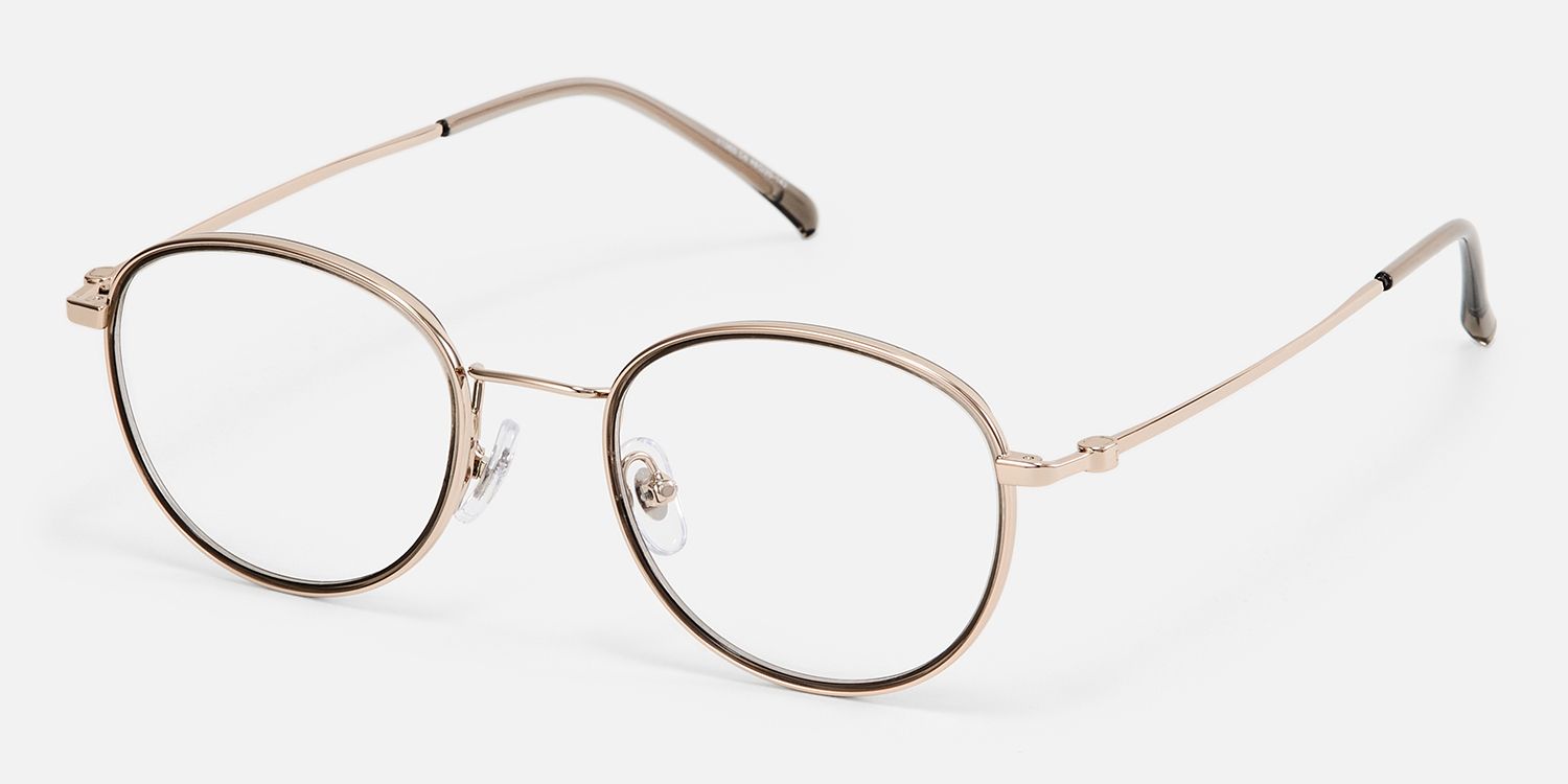 Harlow - Oval Gray Eyeglasses | Vooglam Front View