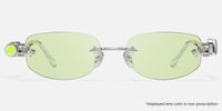 The Utilitarian - Oval Silver Sunglasses | Vooglam Angle View