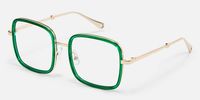 Jace - Trendy Green Square Glasses Gold Temples | Vooglam Front View