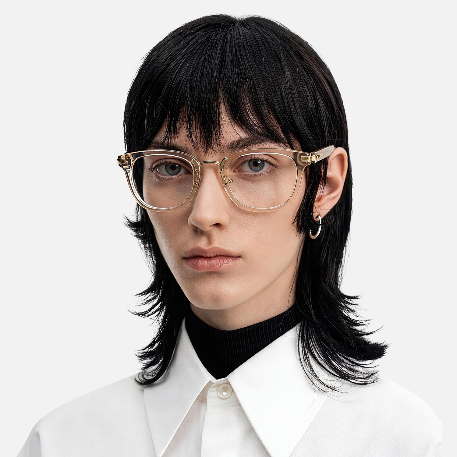 Explore the design story of Silenzio - Square Champagne Eyeglasses | Vooglam