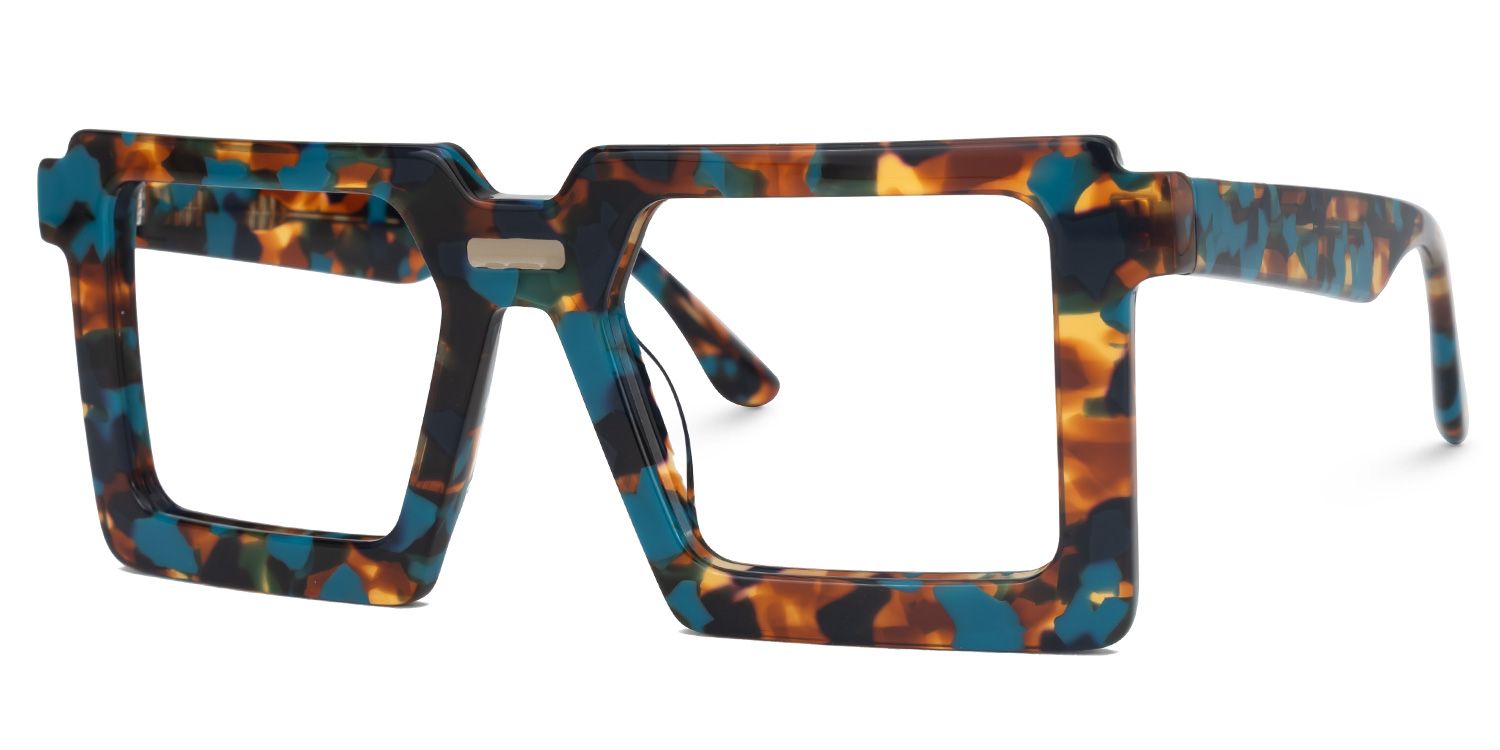 Ekavali - Unique Square Blue & Tortoise Glasses | Vooglam Front View